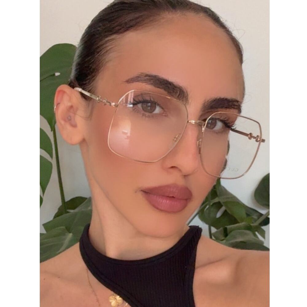 NEW Gucci GG0952O Gold Metal Oversized Square Frames